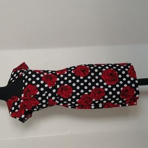 Black and white polka dot floral